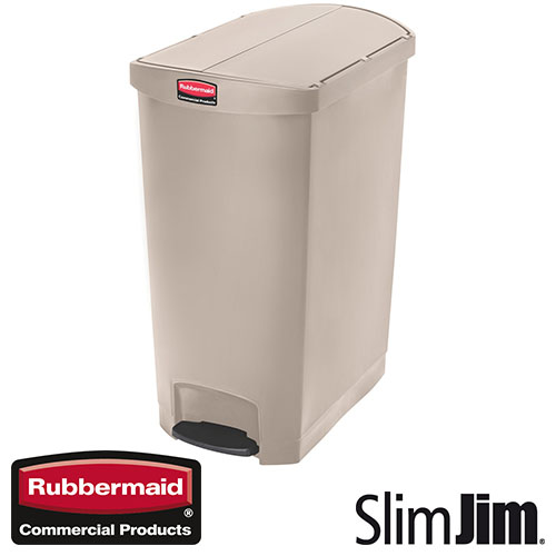 Afvalbak Slim Jim End Step On container Rubbermaid 90 liter beige
